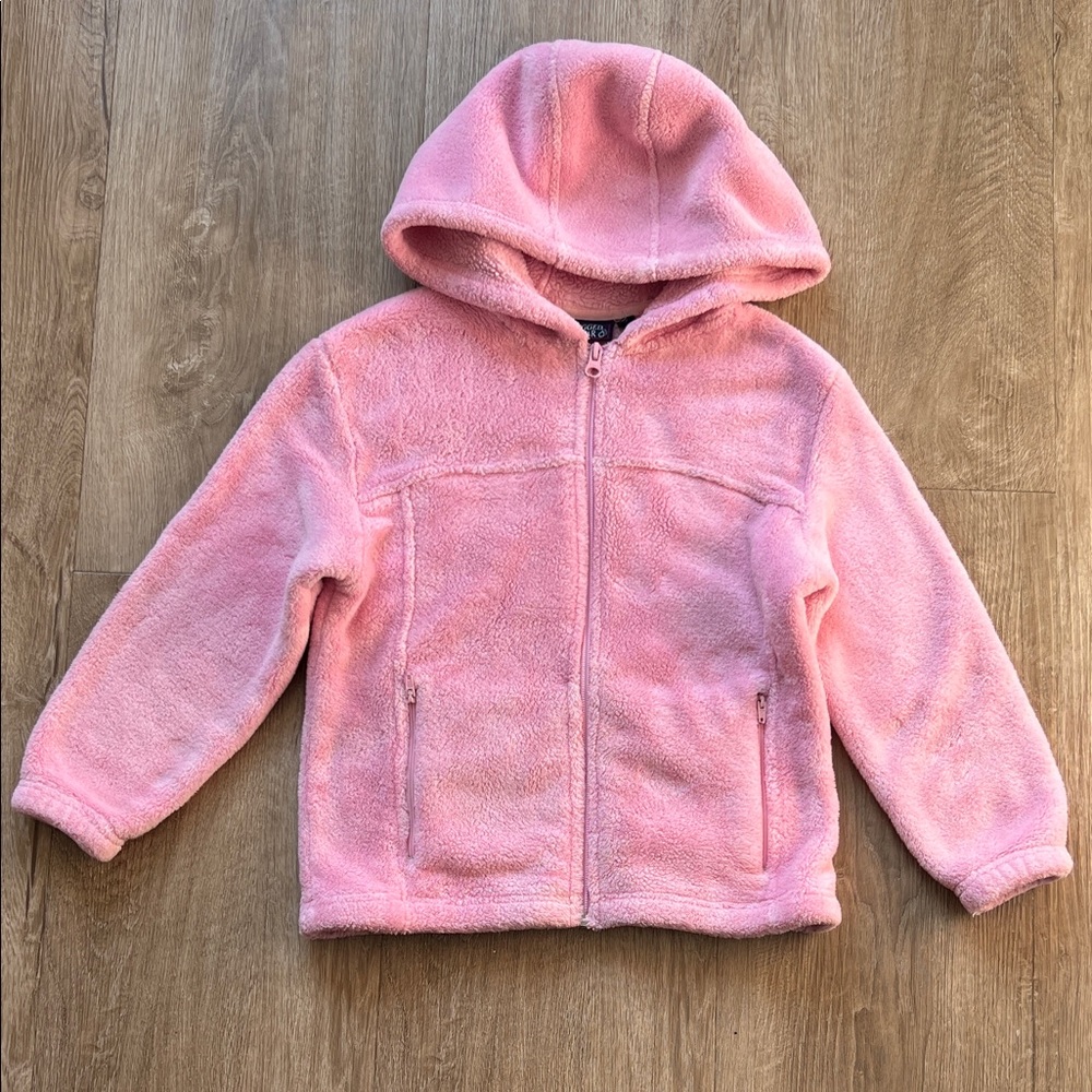 Rugged Bear Girls Cozy Pink Full Zip Fleece Hoodie Size 7